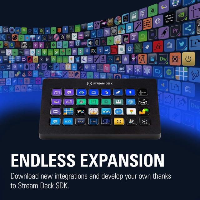 Alt view image 7 of 7 - Stream Deck XL  Advanced Studio Controller, 32 macro keys, trigger actions in apps and software like OBS, Twitch, ?YouTube and more, works with Mac and PC