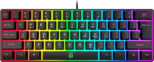 Main image of 60% Wired Gaming Keyboard, RGB Backlit Ultra-Compact Mini Keyboard, Waterproof Small Compact 61 Keys Keyboard for PC/Mac Gamer, Typist, Travel, Easy to Carry on Business Trip(Black)