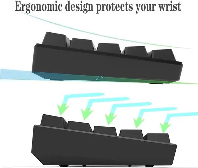 Alt view image 4 of 7 - 60% Wired Gaming Keyboard, RGB Backlit Ultra-Compact Mini Keyboard, Waterproof Small Compact 61 Keys Keyboard for PC/Mac Gamer, Typist, Travel, Easy to Carry on Business Trip(Black)