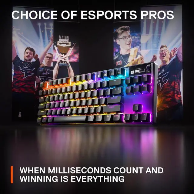 Alt view image 6 of 7 - Apex Pro TKL HyperMagnetic Gaming Keyboard - World's Fastest Keyboard - Adjustable Actuation - Esports Tenkeyless - OLED Screen - RGB - PBT Keycaps - USB-C - 2023 Edition,Black