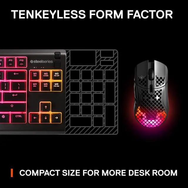 Alt view image 7 of 7 - Apex 3 TKL RGB Gaming Keyboard  Tenkeyless Compact Form Factor - 8-Zone RGB Illumination  IP32 Water & Dust Resistant  Whisper Quiet Gaming Switch  Gaming Grade Anti-Ghosting,Black