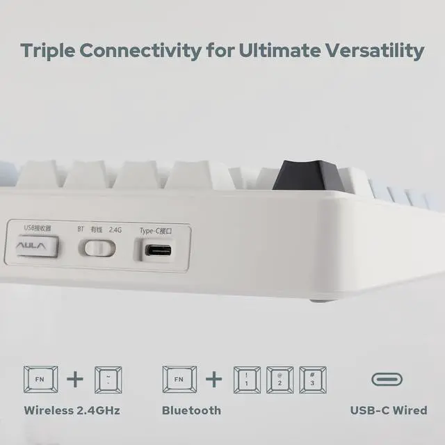 Alt view image 3 of 7 - F75 Gasket Mechanical Keyboard, 75% Wireless Hot Swappable Gaming Keyboard with Five-Layer Padding&Knob, Bluetooth/2.4GHz/USB-C, RGB (Light Blue, LEOBOG Reaper Switch)