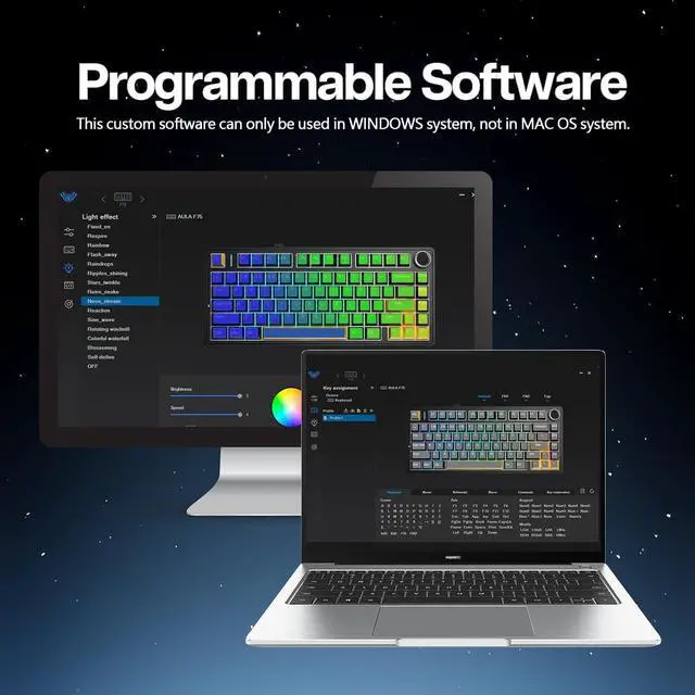 Alt view image 6 of 7 - F75 Gasket Mechanical Keyboard, 75% Wireless Hot Swappable Gaming Keyboard with Five-Layer Padding&Knob, Bluetooth/2.4GHz/USB-C, RGB (Light Blue, LEOBOG Reaper Switch)