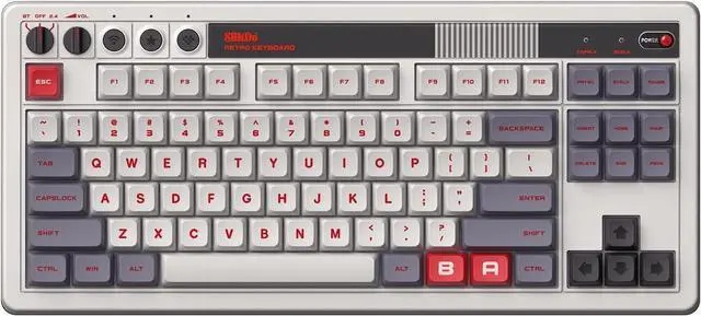 Alt view image 2 of 7 - Retro Mechanical Keyboard, Bluetooth/2.4G/USB-C Hot Swappable Gaming Keyboard with 87 Keys, Dual Super Programmable Buttons for Windows and Android - N Edition