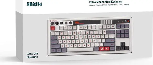 Alt view image 4 of 7 - Retro Mechanical Keyboard, Bluetooth/2.4G/USB-C Hot Swappable Gaming Keyboard with 87 Keys, Dual Super Programmable Buttons for Windows and Android - N Edition