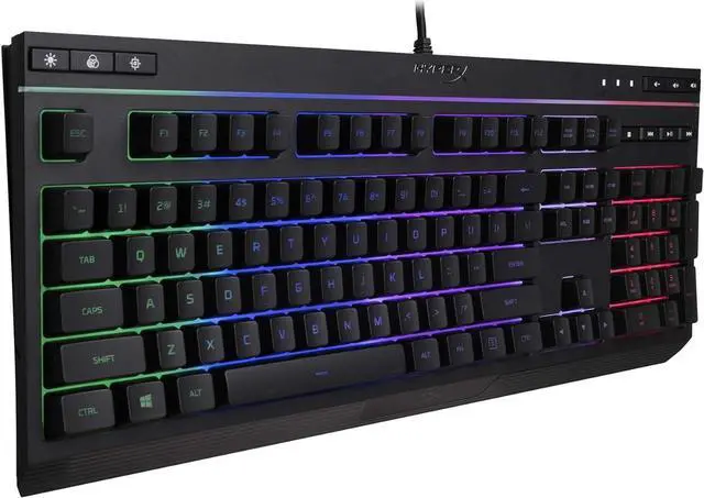 Alt view image 4 of 7 - HyperX Alloy Core RGB  Membrane Gaming Keyboard, Comfortable Quiet Silent Keys with RGB LED Lighting Effects, Spill Resistant, Dedicated Media Keys, Compatible with Windows 10/8.1/8/7  Black
