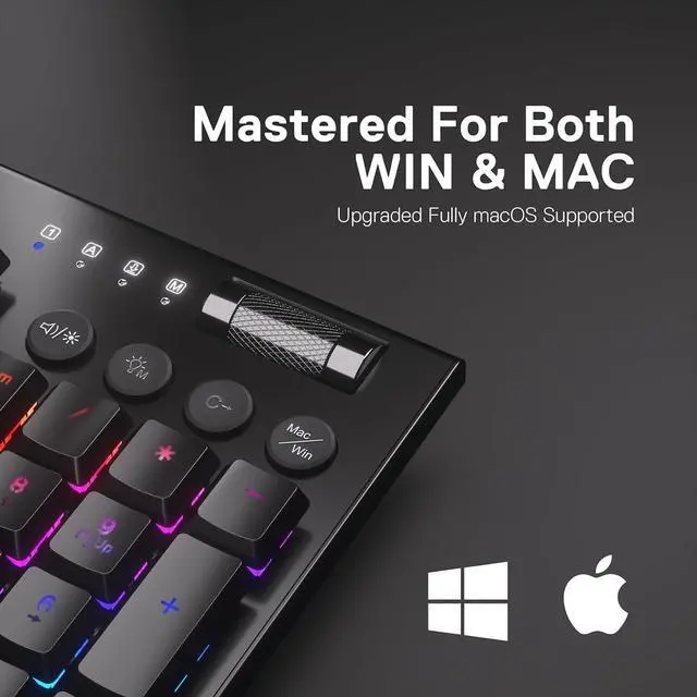 Alt view image 3 of 7 - K618 PRO 3-Mode Wireless RGB Mechanical Keyboard, BT/2.4Ghz/Wired Low Profile Win/Mac Gaming Keyboard w/Ultra-Thin Design, Dedicated Media Control & Linear Red Switch