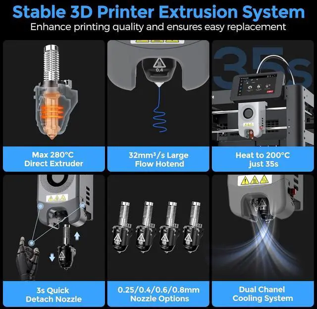 Alt view image 5 of 7 - Adventurer 5M 3D Printer,600mm/s Max High-Speed FDM 3D Printers with Fully Auto Leveling, 280°C Direct Extruder with Quick Detachable Nozzle, Effective Cooling, Core XY Structure