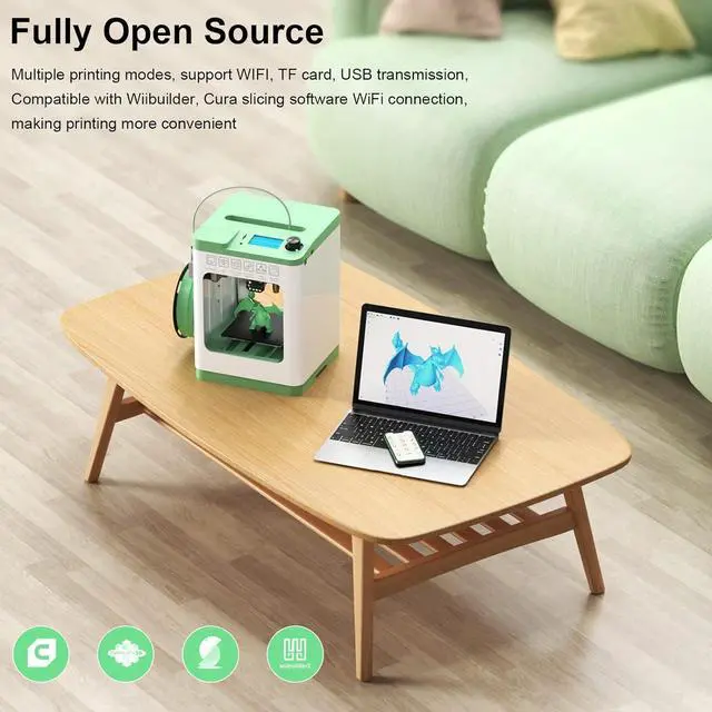 Alt view image 6 of 7 - S 3D Printer with WiFi Cloud Printing, Fully Assembled and Mini 3D Printer for Beginners and Kids with Auto Leveling, High Precision Printer with Smart Control and Heated Spring Steel Build Plate