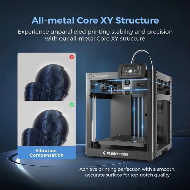 Alt view image 5 of 7 - Adventurer 5M 3D Printer, 600mm/s High-Speed, 1 Click Fully Auto Leveling, Upgraded Direct extruder Quick Detachable 280°C Nozzle, Dual-Sided PEI Coating Plate, Print Size 220x220x220mm