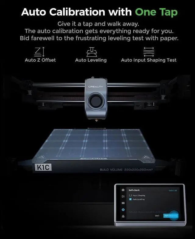 Alt view image 3 of 7 - Creality K1C 3D Printer, 2024 New Version 600mm/s Fast Printing Speed and Clog-Free Direct Extruder, Support 300 Print and Carbon Fiber Filament, Auto Leveling and AI Camera 8.66 * 8.66 * 9.84 inch