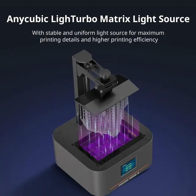 Alt view image 3 of 7 - ANYCUBIC 10K Resin 3D Printer, Photon Mono 4 LCD 3D Printer with 7-inch Mono Screen, Upgraded LighTurbo Matrix and Printing Platform, Printing Size of 6.04'x3.42'x6.49'