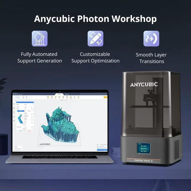 Alt view image 7 of 7 - ANYCUBIC 10K Resin 3D Printer, Photon Mono 4 LCD 3D Printer with 7-inch Mono Screen, Upgraded LighTurbo Matrix and Printing Platform, Printing Size of 6.04'x3.42'x6.49'