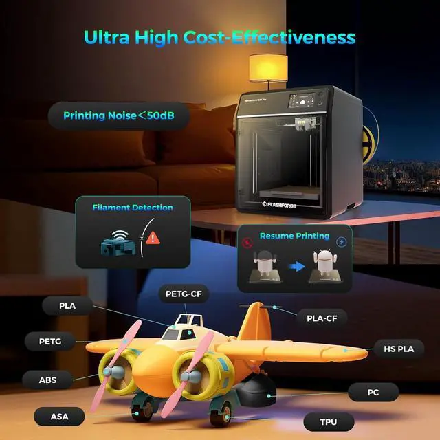 Alt view image 6 of 7 - Adventurer 5M Pro 3D Printer, 600mm/s Max High-Speed 3D Printers with Auto Leveling, Dual Filtration System, Remote Monitoring, Quick Detachable Nozzle,Effective Cooling, Automatic Shutdown