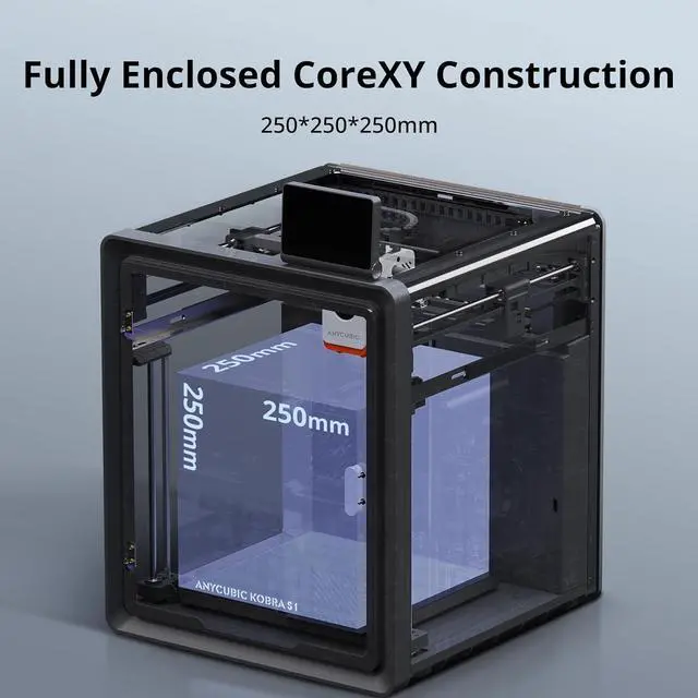 Alt view image 7 of 7 - Anycubic Kobra S1 3D Printer Only, 600mm/s High Speed Printing and Full Auto Leveling, Free-Clogging Extruder with 320 Hotend, Mental CoreXY Strucuture Built-in Camera, 44dB Low Noise 250*250*250mm