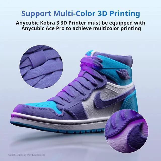 Alt view image 3 of 7 - Anycubic Kobra 3 3D Printer Only, Max 600mm/s Print Speed Full-auto Calibration Details Better, Multi-Color 3D Printing Need with Additional Anycubic ACE Pro, Explore Endless Fun 9.8"x9.8"x10.2"