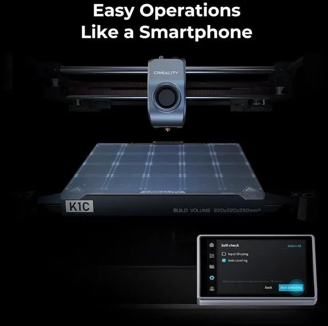 Alt view image 6 of 7 - Creality K1C 3D Printer, 600mm/s Fast Speed Auto Leveling 3D Printers with AI Camera for 300°C Printing, Switchable Silent Mode Reliable Carbon Fiber 3D Printing 220 * 220 * 250mm