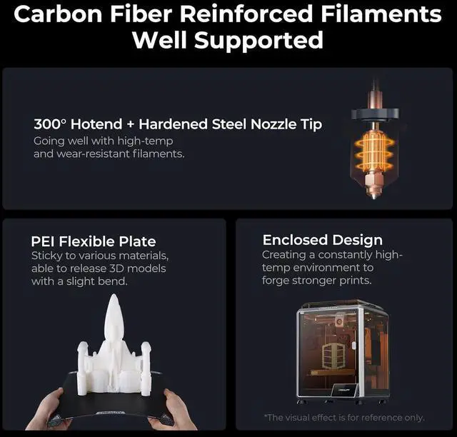 Alt view image 7 of 7 - Creality K1C 3D Printer, 600mm/s Fast Speed Auto Leveling 3D Printers with AI Camera for 300°C Printing, Switchable Silent Mode Reliable Carbon Fiber 3D Printing 220 * 220 * 250mm