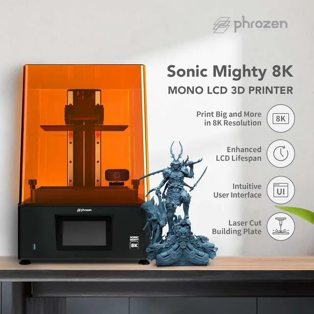 Alt view image 2 of 7 - Sonic Mighty 8K LCD Resin 3D Printer, Monochrome/Mono LCD Screen, Mass-Produce 3D Printed Models with Ultra-high 8K Resolution, L21.8 x W12.3 x H23.5 Printing Volume