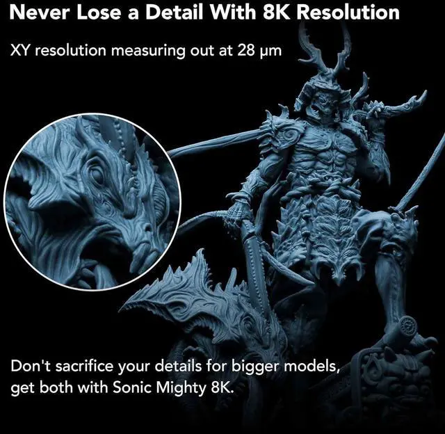 Alt view image 4 of 7 - Sonic Mighty 8K LCD Resin 3D Printer, Monochrome/Mono LCD Screen, Mass-Produce 3D Printed Models with Ultra-high 8K Resolution, L21.8 x W12.3 x H23.5 Printing Volume