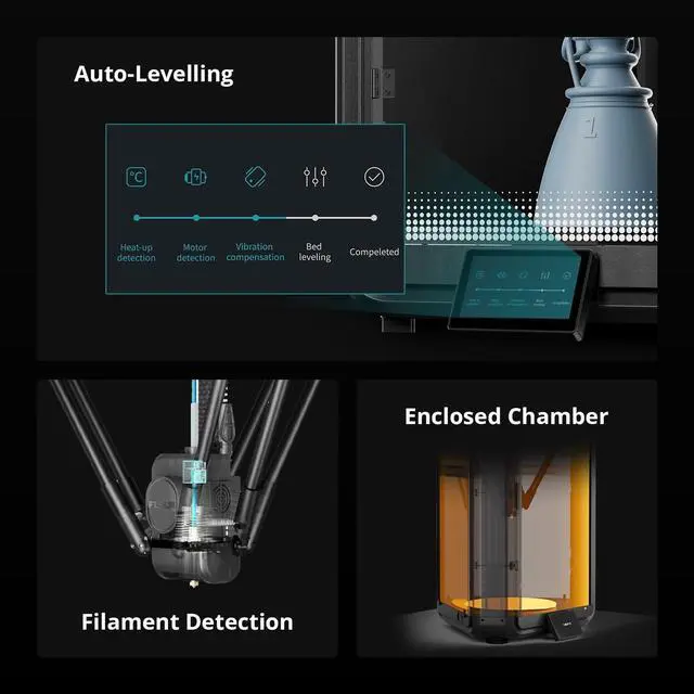 Alt view image 6 of 7 - T1 Pro Delta 3D Printer - New FDM 3D Printer, 1000 mm/s high-Speed Printing, Dual-Gear Strong extruder, one-Button Automatic Leveling, 300°C high-Temperature Nozzle, Al Intelligent Monitoring