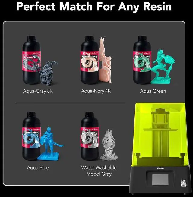 Alt view image 5 of 7 - Sonic Mini 8K S LCD Resin 3D Printer, Highest Resolution of 22 µm, 7.1 Mono LCD Screen, Prints Beyond Handcrafted Models, L16.5X W7.2 x H17 cm Printing Volume
