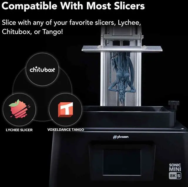 Alt view image 7 of 7 - Sonic Mini 8K S LCD Resin 3D Printer, Highest Resolution of 22 µm, 7.1 Mono LCD Screen, Prints Beyond Handcrafted Models, L16.5X W7.2 x H17 cm Printing Volume