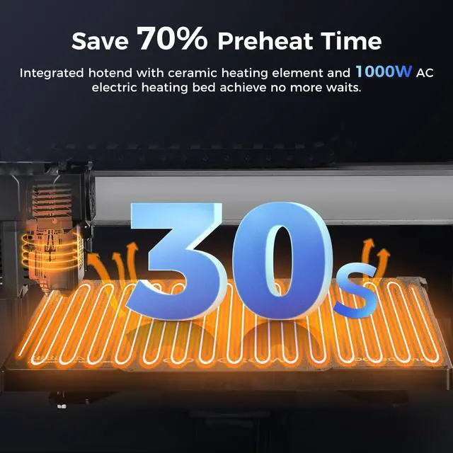 Alt view image 4 of 7 - T300 3D Printer Max Speed up to 600mm/s, Klipper Firmware 300 All-in-one Hotend 30s Preheat Time 81-point Auto Leveling Industrial Linear Rails 95% Pre-assembly All Metal Body 11.8*11.8*13.8in