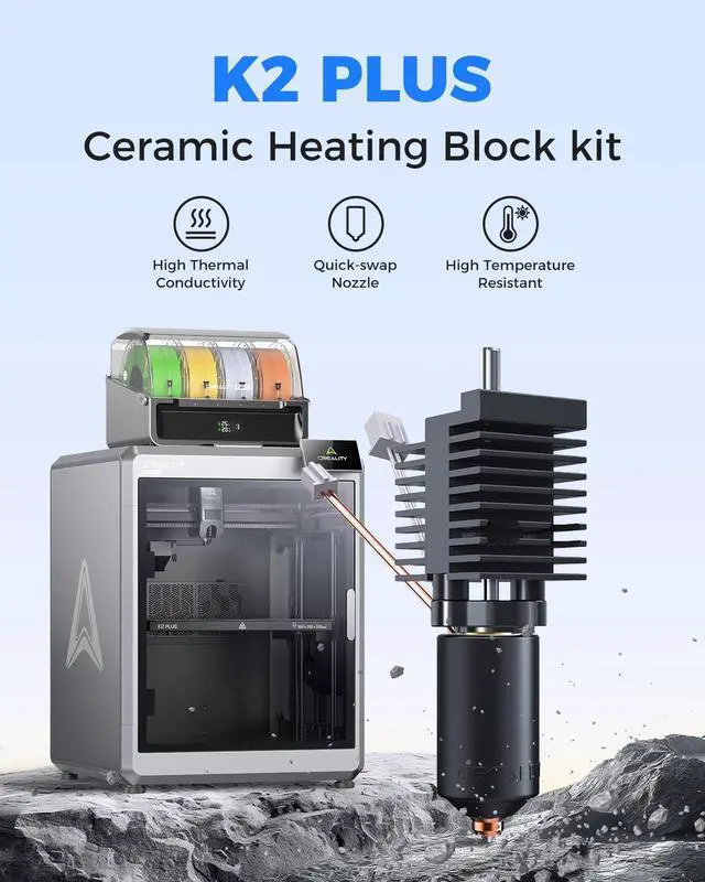 Alt view image 2 of 7 - Creality  K2 Plus Ceramic Heating Block Kit, Unicorn Quick Swap Nozzle Kit, High Temperature Resistant, All-Metal Integrated Design Kit for K2 Plus 3D Printer