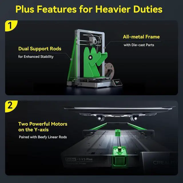 Alt view image 3 of 6 - Creality Ender 3 V3 Plus 3D Printer, 600mm/s High Speed Printing with Core XZ, Y-axis Dual Motors & Support Rods,Auto Leveling Direct Extruder 60W 300 Hotend,Plus Print Size 300 * 300 * 330mm