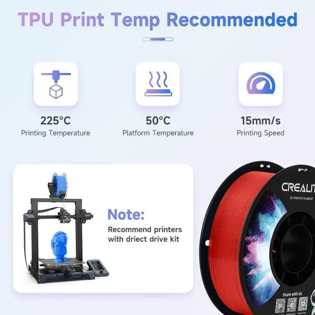 Alt view image 4 of 6 - Creality TPU Filament Red, Flexible 3D Printer Filament 1.75mm 1kg, Dimensional Accuracy +/- 0.03 mm, 95A Shore Hardness and Good Layer Bonding Performance