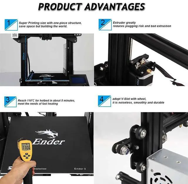 Alt view image 4 of 7 - Creality Ender 3 3D Printer with Resume Printing, Stable Power Supply, Precise Printing, and V-Slot Rails, DIY 3D Printer, Printing Size 8.66x8.66x9.84 inches, Ideal for Mold Sample Printing