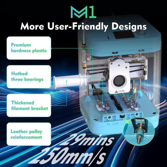 Alt view image 4 of 7 - 3D Printer for Kids and Beginners,Geeetech Mini 3D Printers with Auto Leveling,High Speed and Fully Open Source,Fully Assembled Direct Drive Extruder,for Home and School,Print Area 3.94×4.33×3.94 in