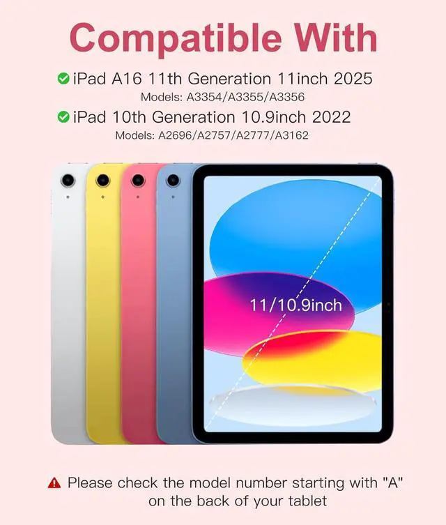 Alt view image 2 of 7 - for iPad 11th 10th Generation Case with Keyboard - 7 Colors Backlit Wireless Detachable Folio Keyboard Cover with Pencil Holder for iPad 11-inch A16 2025 10th Gen 10.9 Inch 2022 (Pink)
