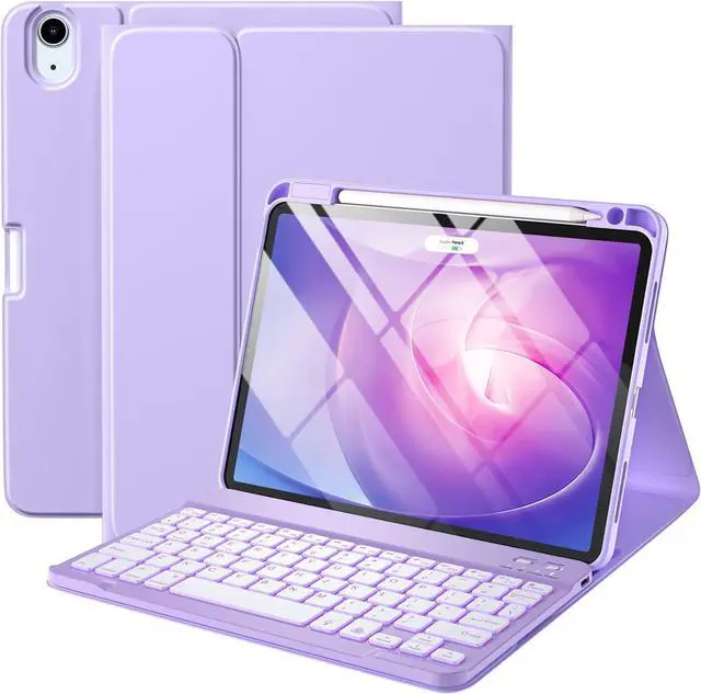 Main image of Keyboard Case Compatible with iPad Air 11-inch/Air 5th 4th Generation Case with Keyboard-Backlit Detachable, Folio Cover with Pencil Holder for Air 11" M3/M2 (2025/2024), Air 5/Air 4 (Purple)