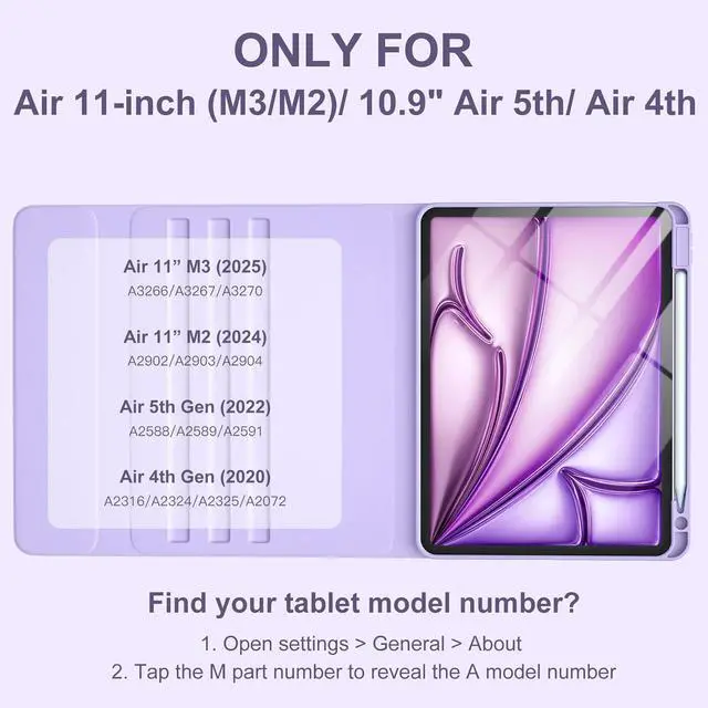 Alt view image 2 of 7 - Keyboard Case Compatible with iPad Air 11-inch/Air 5th 4th Generation Case with Keyboard-Backlit Detachable, Folio Cover with Pencil Holder for Air 11" M3/M2 (2025/2024), Air 5/Air 4 (Purple)