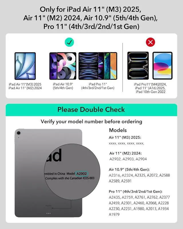 Alt view image 2 of 7 - iPad Air 11 inch Case with Keyboard (M3/M2, 2025/2024), iPad Pro 11 (4th/3rd/2nd/1st Gen) & iPad Air 5th/4th Magic Case, Easy-Set Floating Cantilever Stand, Precision Multi-Touch Trackpad, Black