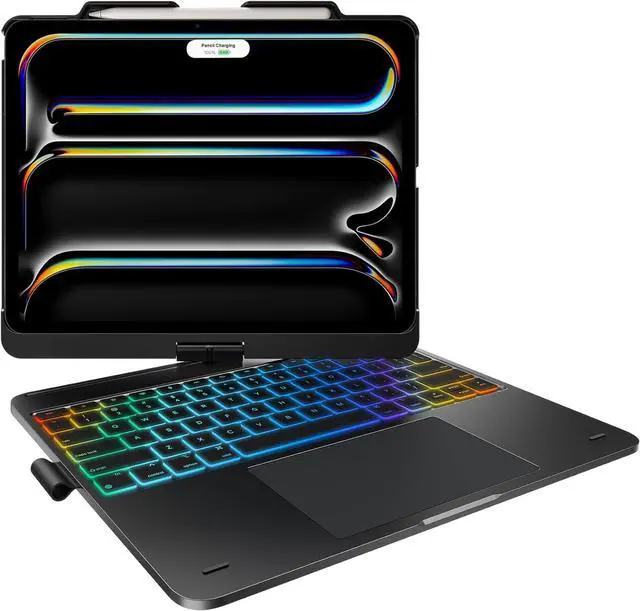 Main image of Touch Case with Keyboard for iPad Pro 13-inch(M4, 2024), iPad Air 13-inch(M3, 2025/M2, 2024) & iPad Pro 12.9(6th/5th/4th/3rd Gen), Trackpad, 360° Rotatable, 11-Colors Backlit, Space Black