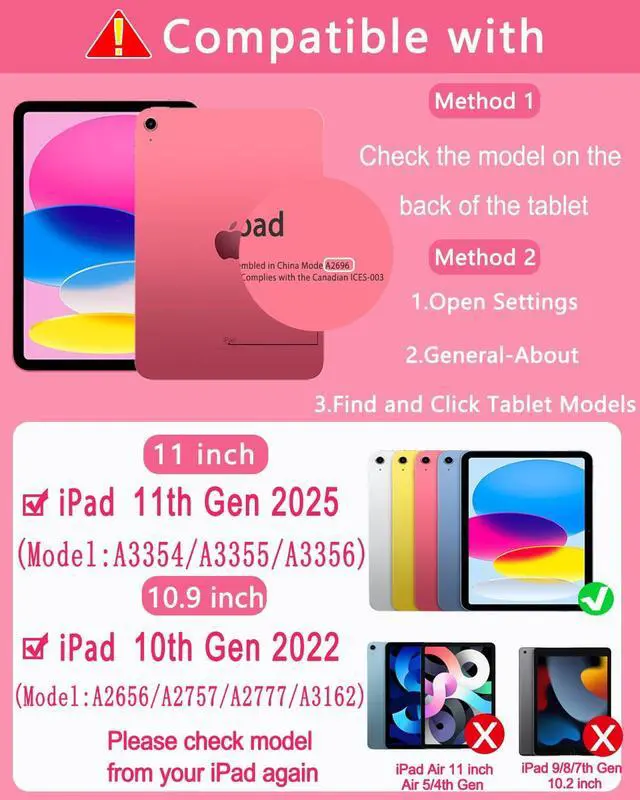 Alt view image 2 of 7 - Case with Keyboard for iPad 11th 10th Generation 11/10.9 inch,Rainbow Backlit Detachable Keypad Rotatable Magnetic Cover with Pencil Holder for iPad 11 A16 2025 10 Gen 2022 Watermelon Red