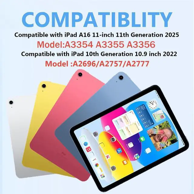 Alt view image 2 of 7 - Touch Keyboard Case for iPad (A16) 11th Generation 11 inch 2025&10th Gen 10.9 inch 2022, 360° Rotate for iPad 10th Generation Case with Keyboard, Backlit Keyboard Case with Pencil Holder, Blue