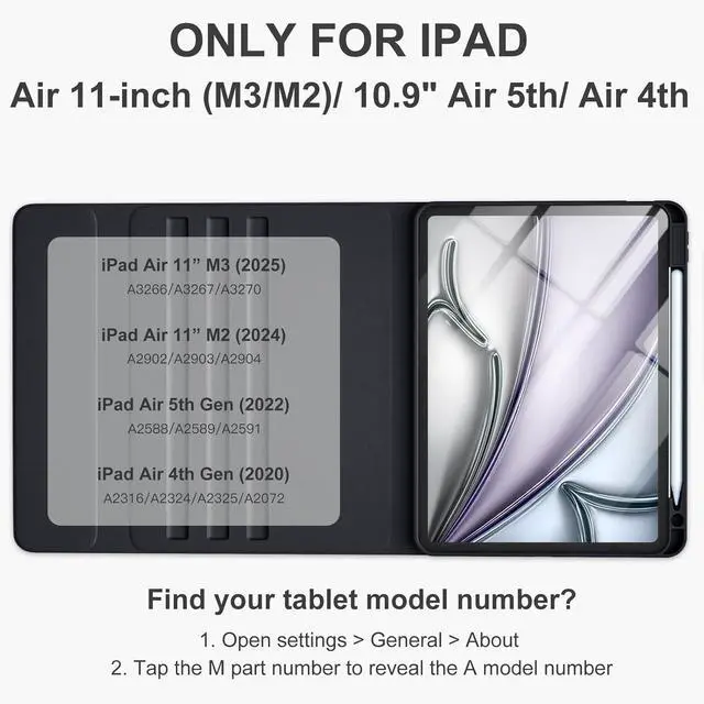Alt view image 2 of 7 - Compatible for iPad Air 11-inch/ 10.9" Air 5th 4th Generation Case with Keyboard - Backlit Detachable, Folio Cover with Pencil Holder for iPad Air 11 Inch M3/M2, Air 5 2022/ Air 4 (Black)