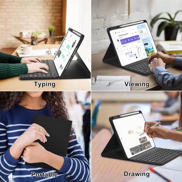 Alt view image 7 of 7 - 9th Generation Keyboard Case for iPad 10.2 Inch 8th 7th (2021/2020/2019) - Pro 10.5 inch Air 3rd 2017 2019, Wireless Detachable Removable Magnetic Cover Shell with Pen Holder, Black