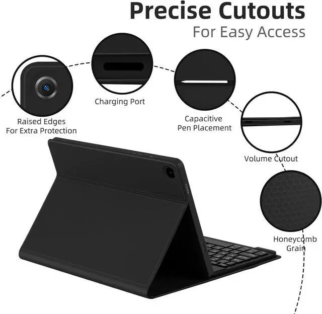 Alt view image 3 of 7 - Case with Keyboard for  Galaxy Tab A9 Plus 11 inch (SM-X210/X215/X216/X218) 7 Color Rainbow Backlight Detachable USB-C Keyboard Magnetic Case with Pen Slot for Tablet A9+ 5G Black