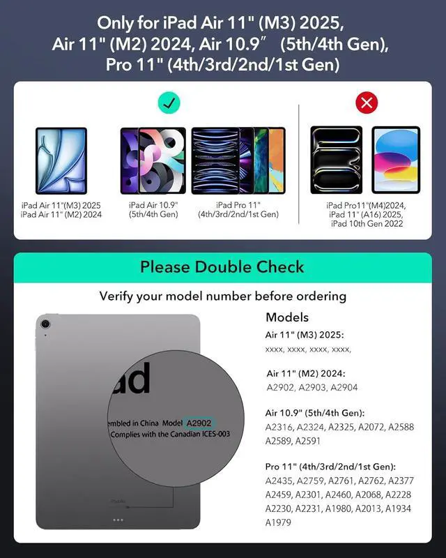 Alt view image 2 of 7 - iPad Air 11 Inch Case with Keyboard (M3/M2, 2025/2024) & iPad Pro 11/Air 5th/4th Gen Keyboard, Easy-Set Magnetic Stand, Portrait/Raised Modes, with Removable Protective Case, Black