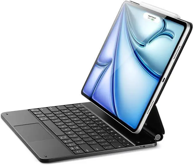 Alt view image 4 of 7 - iPad Air 11 Inch Case with Keyboard (M3/M2, 2025/2024) & iPad Pro 11/Air 5th/4th Gen Keyboard, Easy-Set Magnetic Stand, Portrait/Raised Modes, with Removable Protective Case, Black