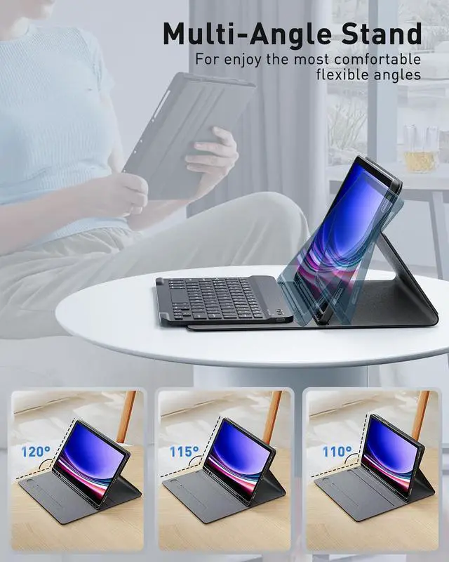 Alt view image 3 of 7 - Case Keyboard for Samsung Galaxy Tab A9 Plus / A9+ 11inch 2023 - Mouse and Detachable Magnetic Keyboard, Slim Case with S Pen Holder, Auto Sleep/Wake (Black)