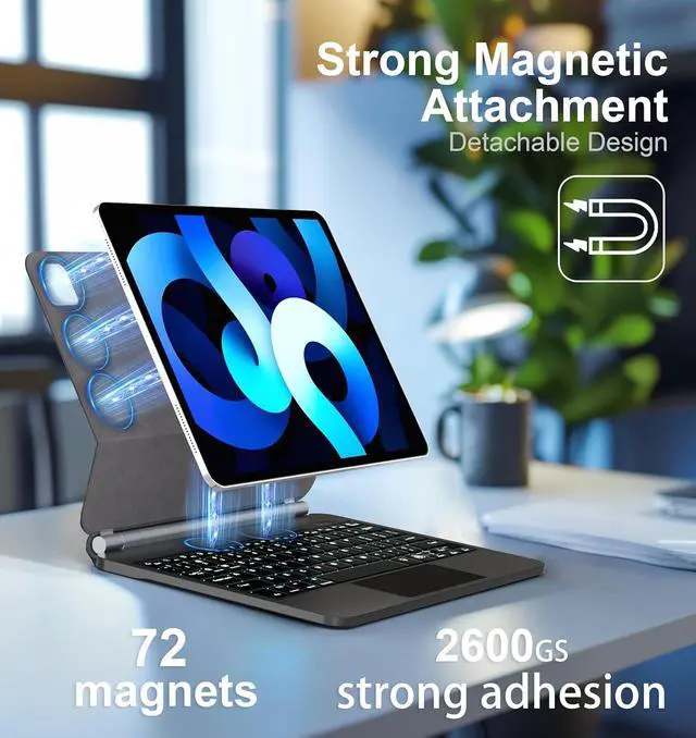Alt view image 3 of 7 - For iPad 10th & 11th (A16) Generation Case with Keyboard Magic-Style Magnetic Keyboard Case for iPad 11 inch 2025&10th Gen 10.9 inch, Multi-Touch Trackpad - Backlit - Floating Cantilever Stand