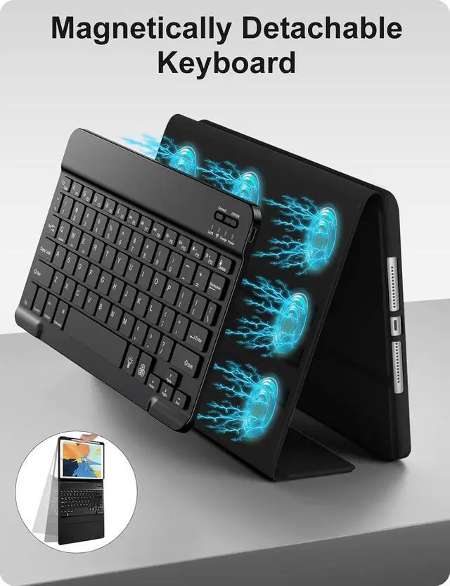 Alt view image 6 of 7 - Keyboard Case Keyboard Case for iPad 9th 8th 7th Generation Case with Keyboard 10.2" - 7 Colors Backlit Detachable Folio Keyboard Cover with Pencil Holder for iPad Pro 10.5" / iPad Air 3rd Gen (Black)