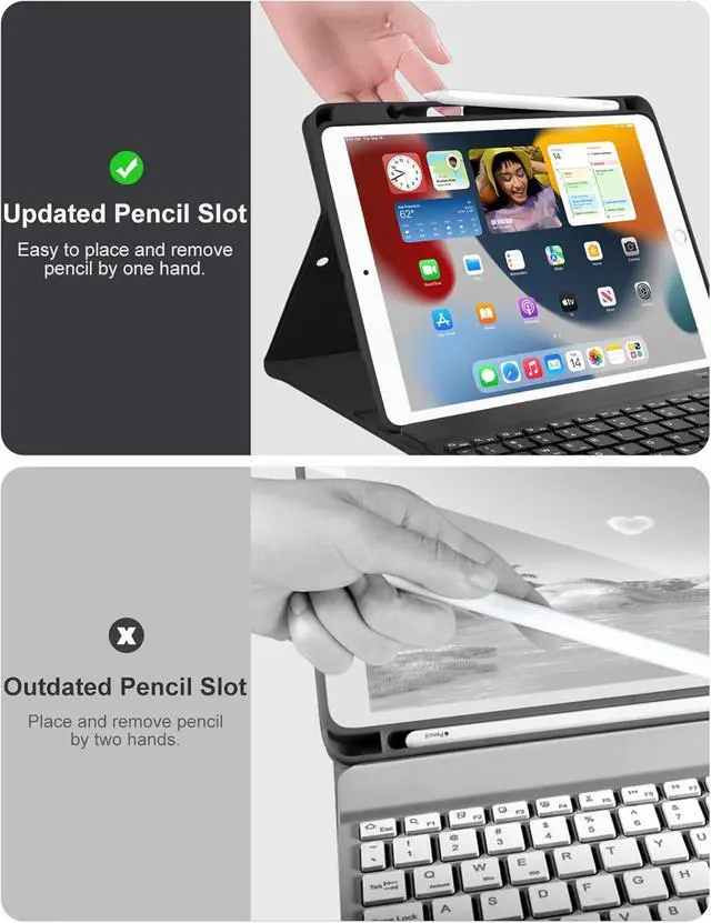 Alt view image 7 of 7 - Keyboard Case Keyboard Case for iPad 9th 8th 7th Generation Case with Keyboard 10.2" - 7 Colors Backlit Detachable Folio Keyboard Cover with Pencil Holder for iPad Pro 10.5" / iPad Air 3rd Gen (Black)