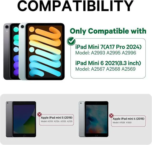 Alt view image 2 of 7 - Keyboard Case for iPad Mini 7 A17 Pro(2024) & Mini 6 (2021) 8.3", Touchpad Keyboard with 7 Color Backlit, Type-C Rechargeable, 360° Rotate Case for iPad Mini 7th/6th Generation, Black